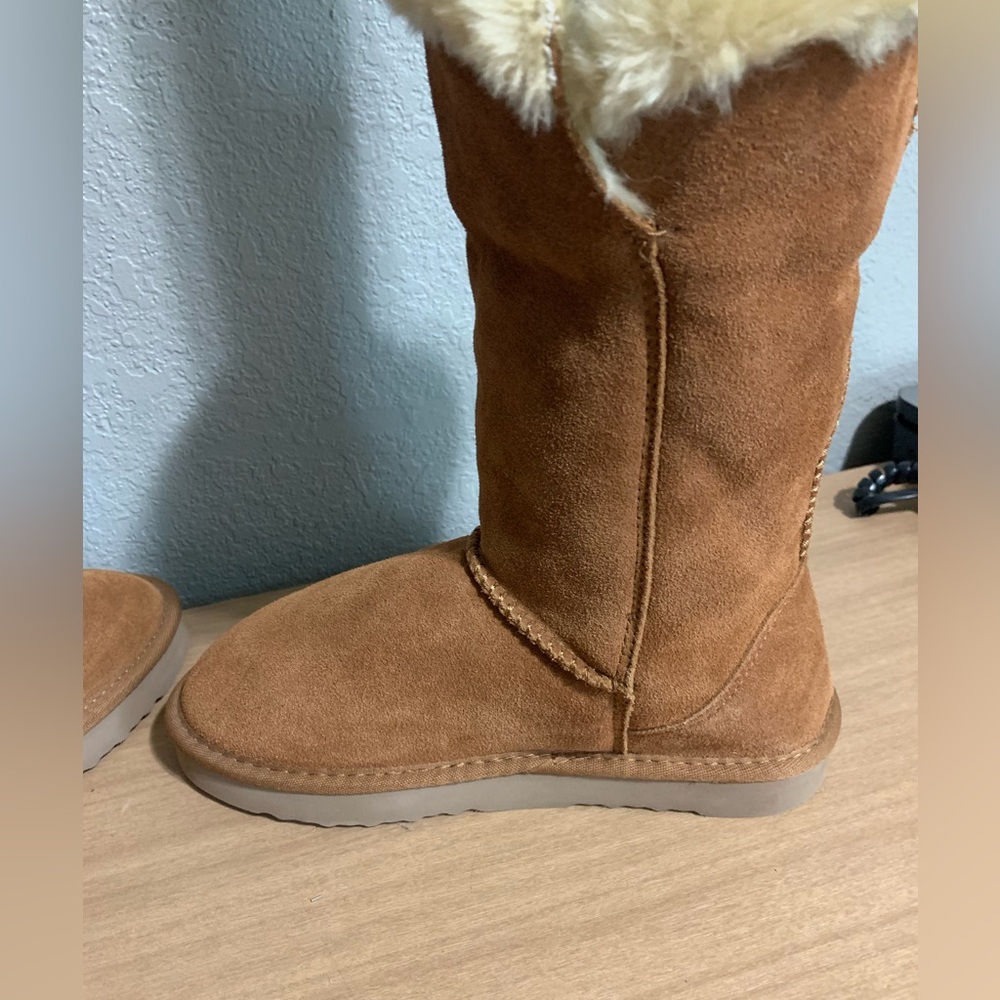 Style & Co Tan Suede Winter Boots with Faux Fur Lining size 8 - Picture 10 of 11